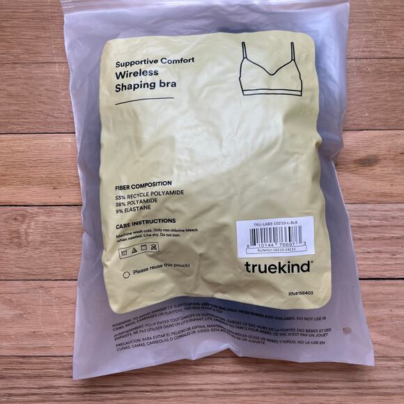 NEW TrueKind Women's L Supportive Comfort Wireless Shaping Bra Black T Shirt - Picture 9 of 10